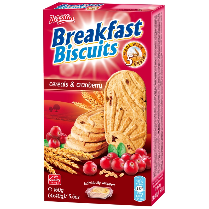 Koestlin Breakfast Biscuits - Cerals & Cranberry 160 Gr