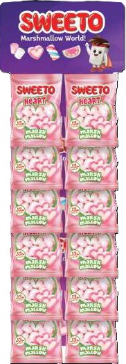 Sweeto Marshmallow Heart 60 gr H.Stand (8stk*6 cart)