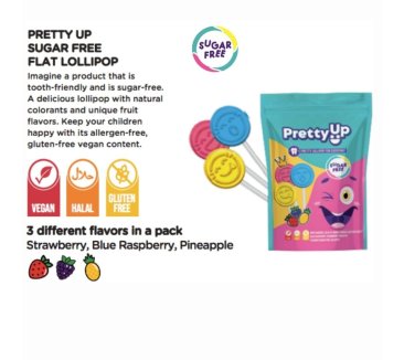 Pretty Up Sugar Free Flat Lollipop