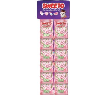 Sweeto Marshmallow Heart 60 gr H.Stand (8stk*6 cart)