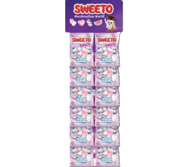 Sweeto Marshmallow Pink&White 60 gr H.Stand (8stk*6cart)